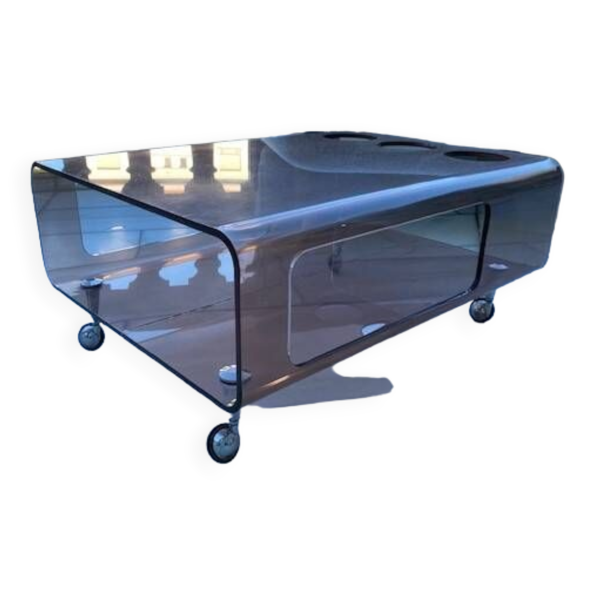 table plexi fumé a roulette