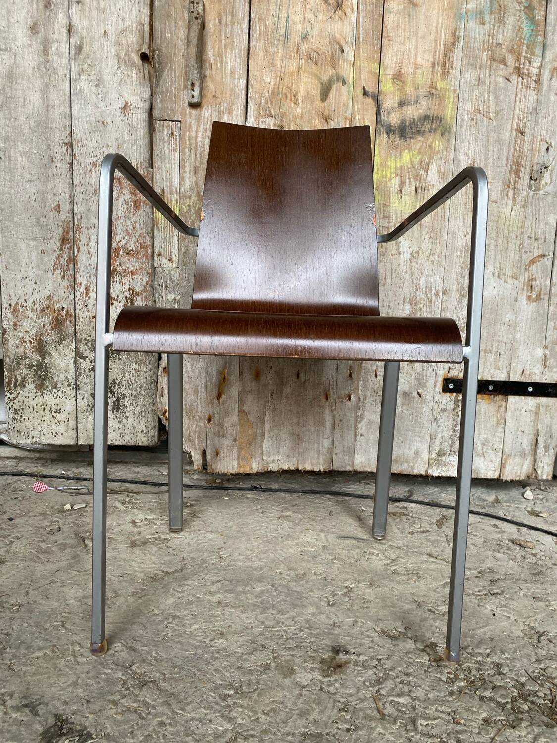 ZOE Armchair Design By Archirivolto LIGNE ROSET Grey Metal + Wood Shell