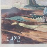 Watercolor signed E.JOLY - Breton chapel 1960