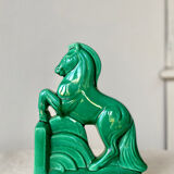 Horse bookend in green ceramic