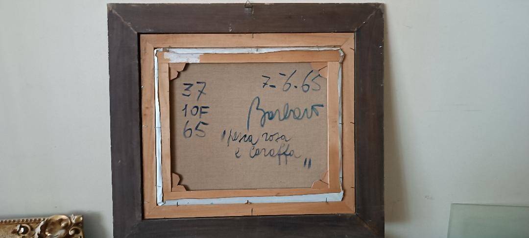 Still life painting 1965 signed Barbero oil on canvas