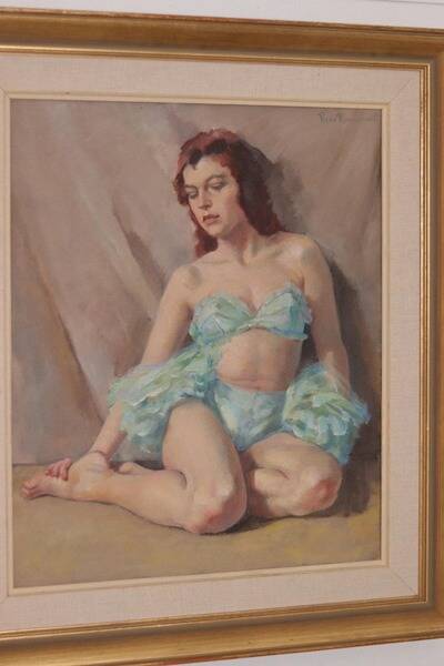 Huile sur toile originale française – « Portrait de femme » par Philippe de Rougemont – vintage et encadrée – 72,5 × 64 cm (28,5" × 25,2")