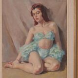 Huile sur toile originale française – « Portrait de femme » par Philippe de Rougemont – vintage et encadrée – 72,5 × 64 cm (28,5" × 25,2")