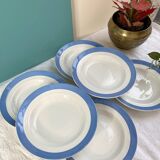 6 pastel blue soup plates in céranord st amand earthenware - languedoc model - lot 1