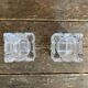 Pair of Modernist Cube Design Candle Holders Moulded Glass 1970s Vintage