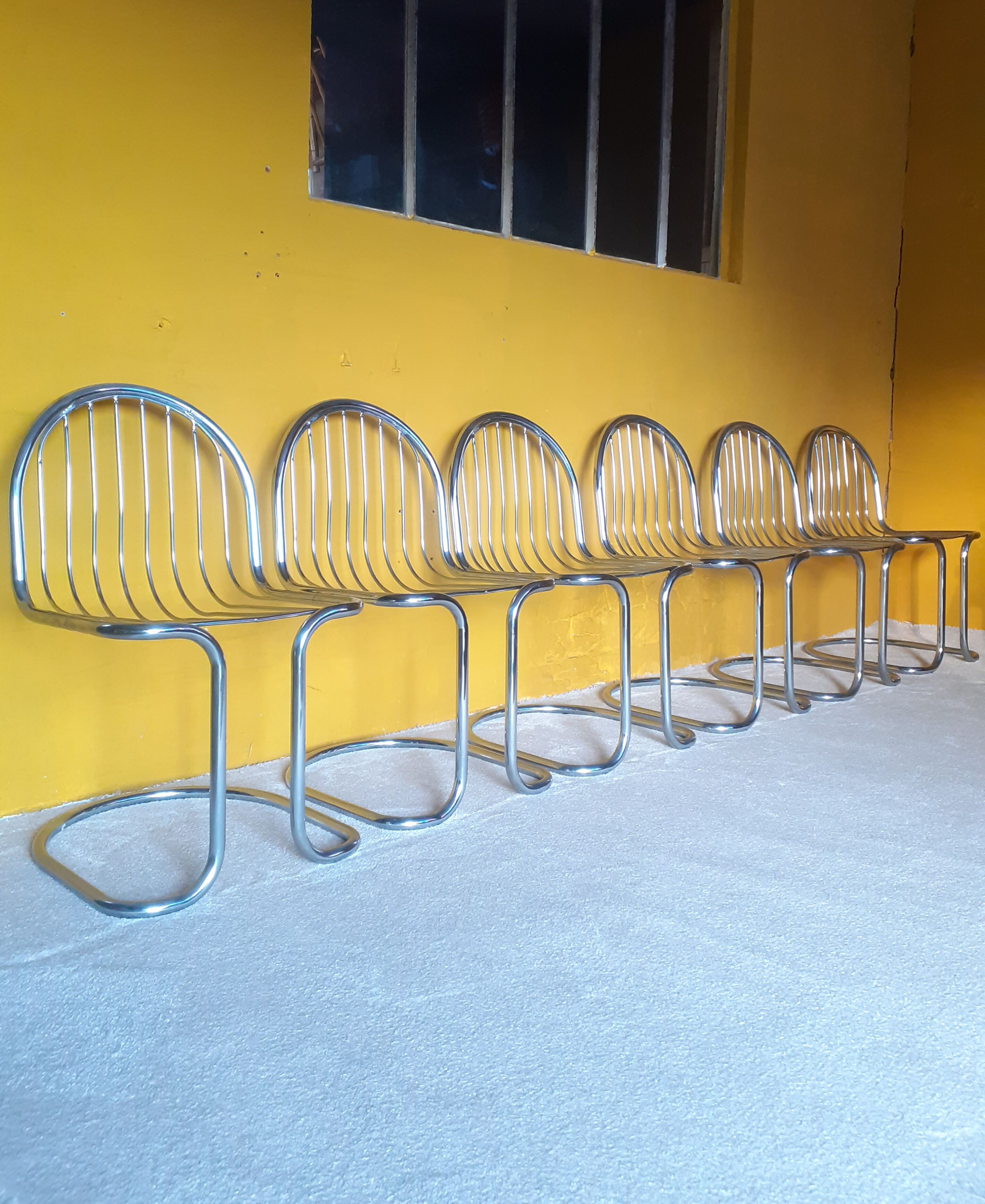 6 designer wired chairs vintage 1970