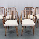 1960s Antonin Suman Set of Six Beech Dining Chairs, Restored