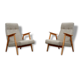 Chair vintage of the renovated 1960s (wood, fabric, trim)