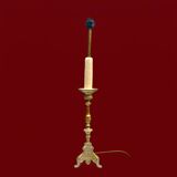 Antique large brass candlestick lamp base