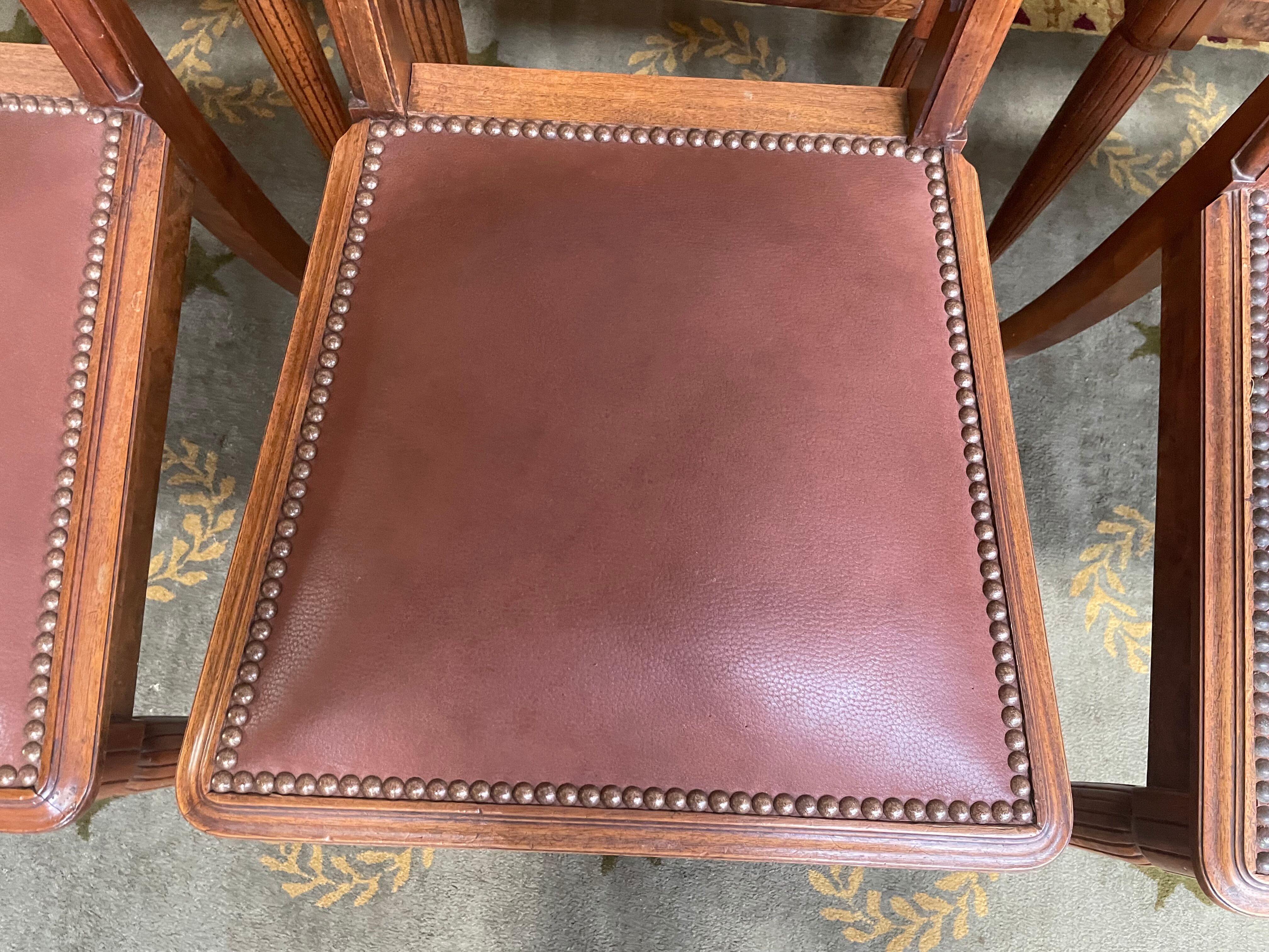 6 Art Deco period chairs in mahogany and leather