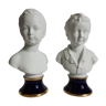 Porcelain biscuit busts by Camille Tharaud, children Louise and Alexandre Brongniart after Houdon