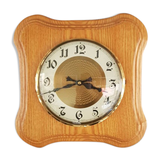 White oak wood clock, Germany 1970