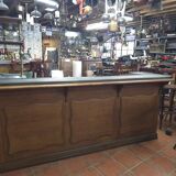Oak tavern counter with pewter top and tubs