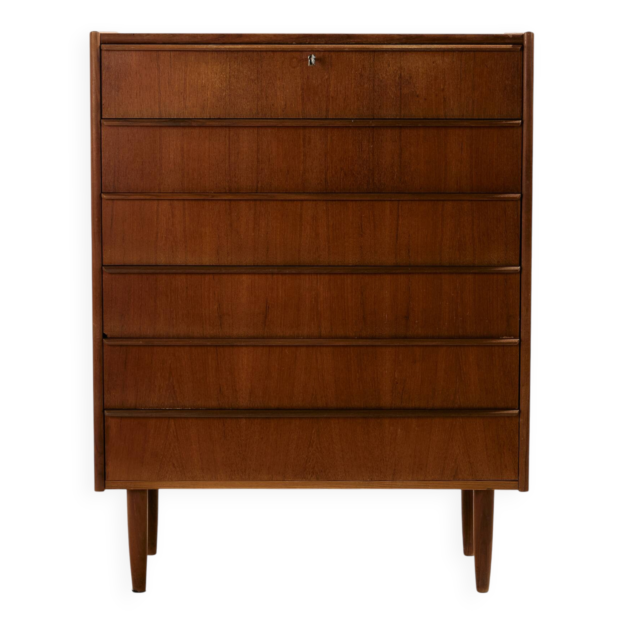 Teak dresser with six drawers