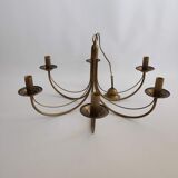 Lustre  en laiton patiné des années 70