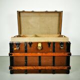 Late 19th Century Oak Banded Storage Travel Trunk / Chest