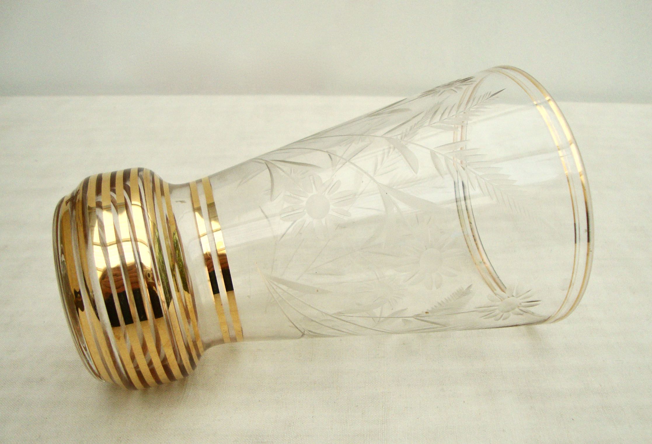 Engraved crystal vase