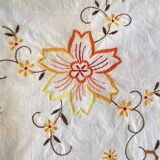 Vintage 70's round tablecloth, machine embroidery - Cotton - Diam. 170cm