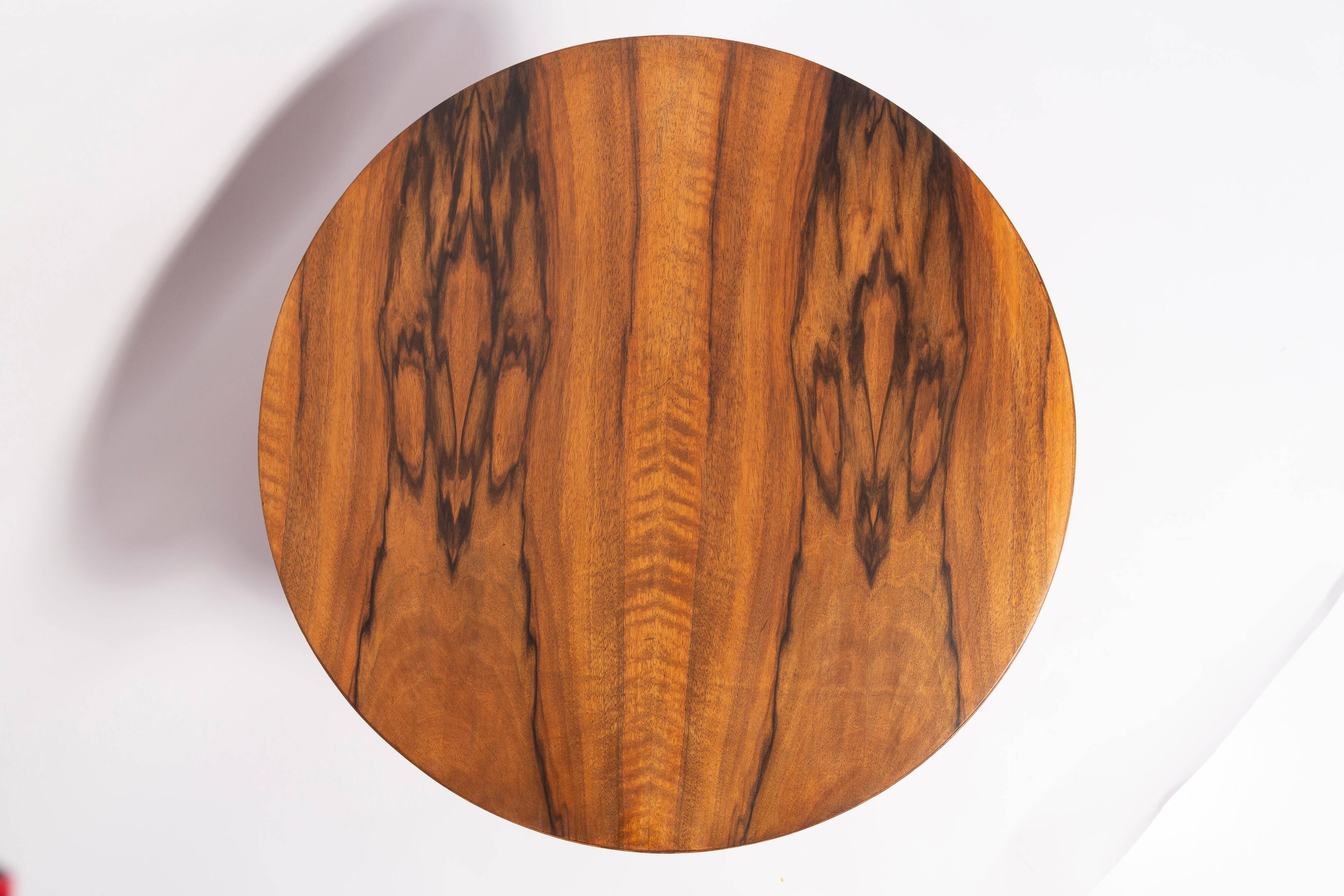 Mid-century modern coffee table, vintage, Art Deco, walnut wood, Poland, 1960s