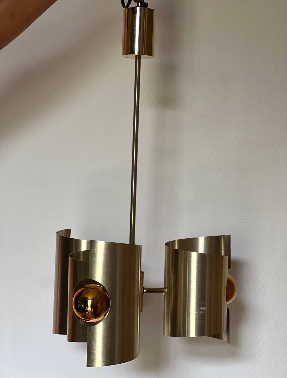 Lustre/suspension space age vintage 1970 alu brosse doree