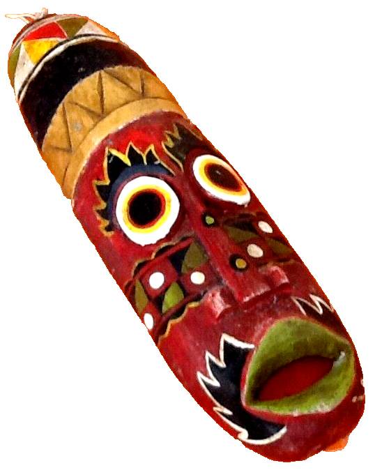 African / Tribal hanging mask (large model) Carved and colored wood