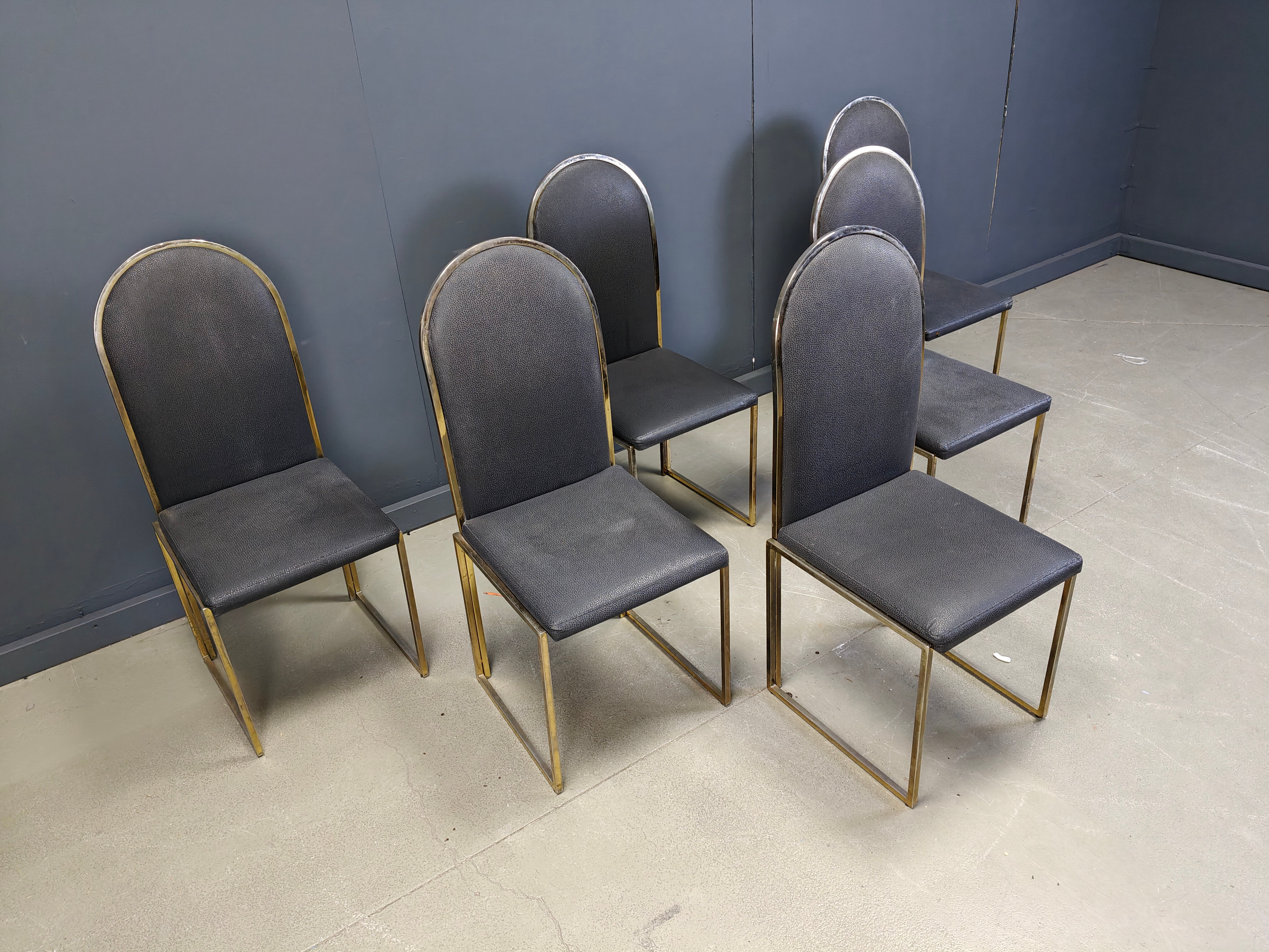 Vintage brass dining chairs by Belgochrom, 1970s