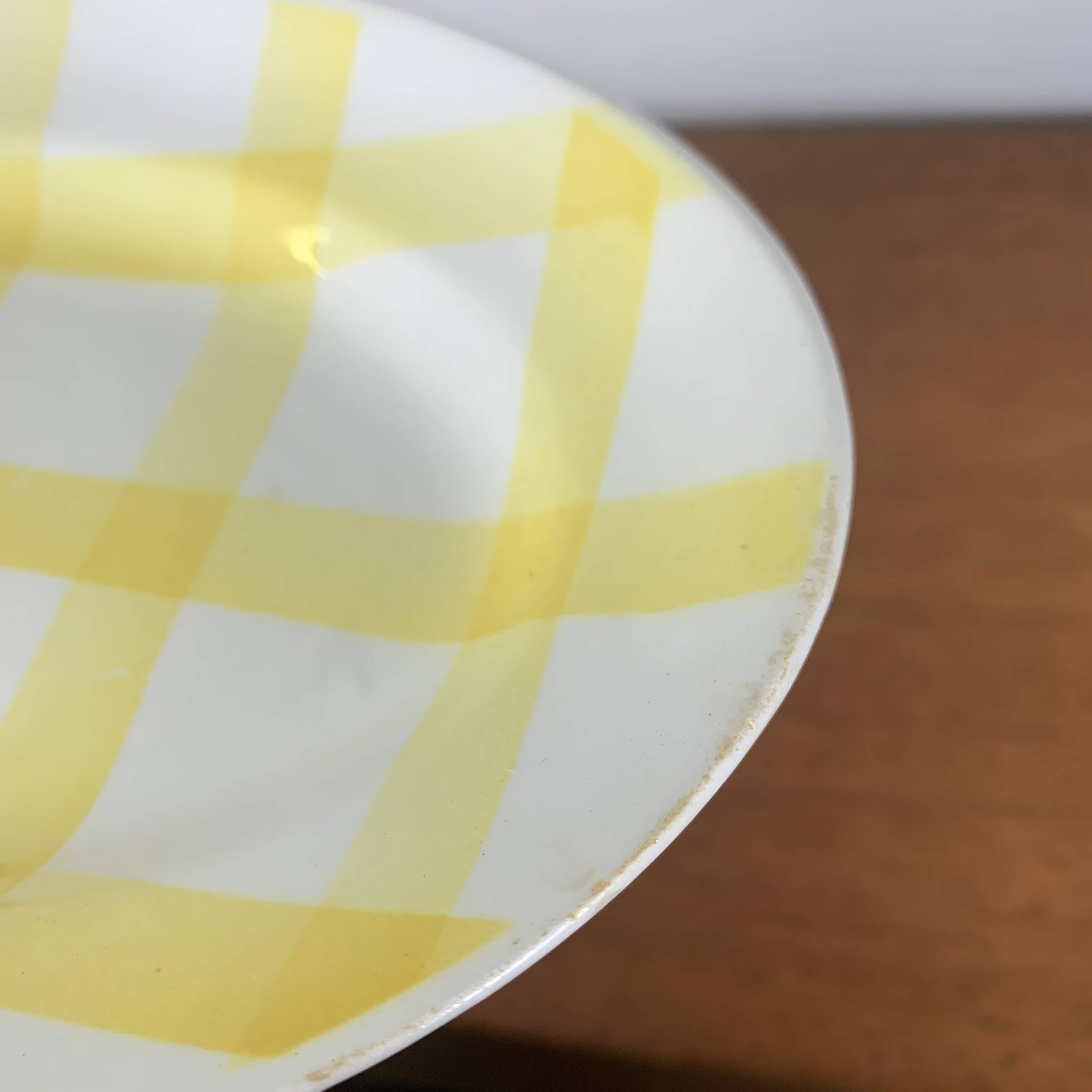 Small Ramekin Moulins des loups, orchies pattern yellow tablecloth, 1950