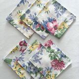 6 serviettes de table à fleurs en coton vintage