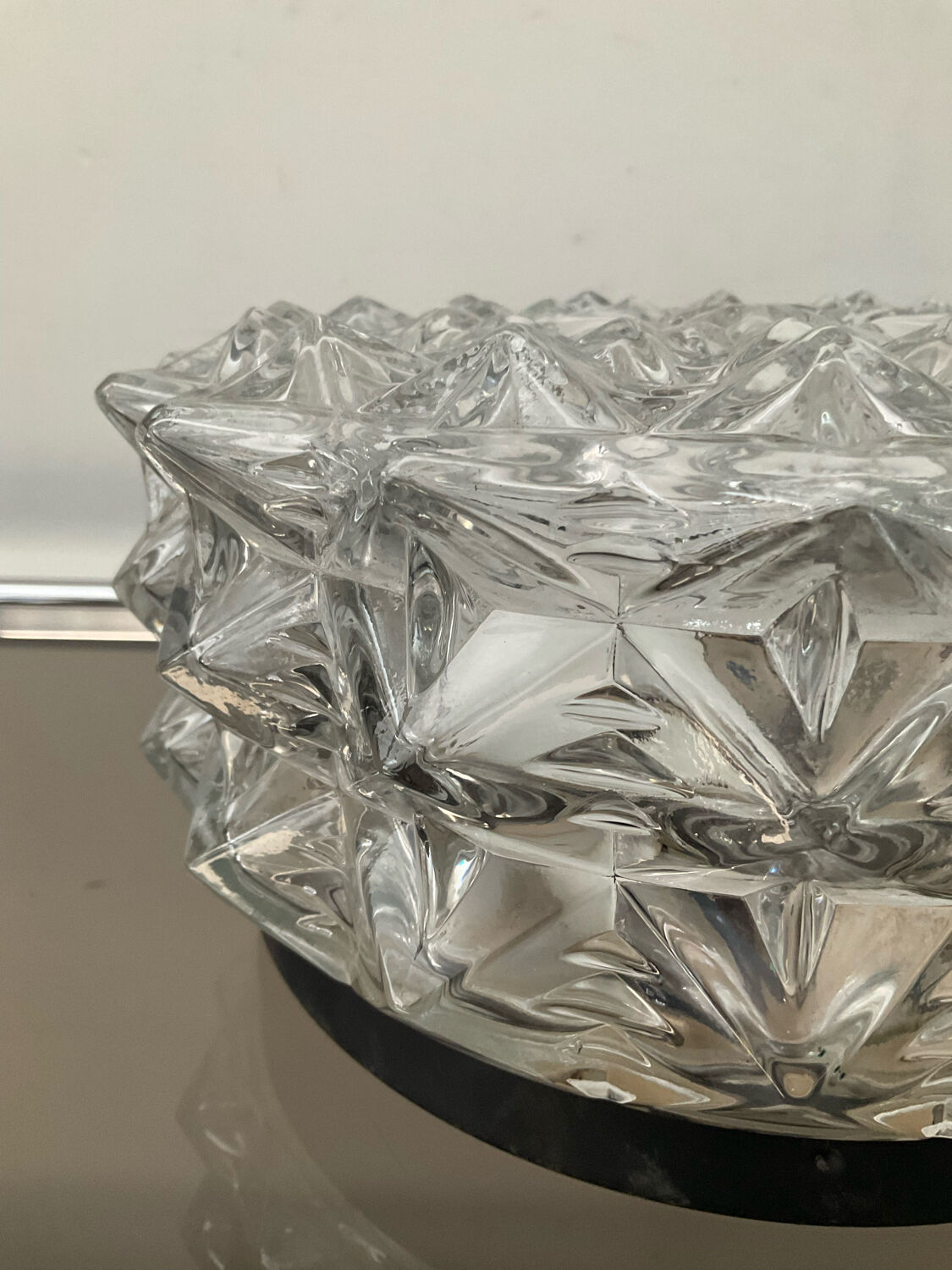 Vintage cast glass ceiling lamp 70s
