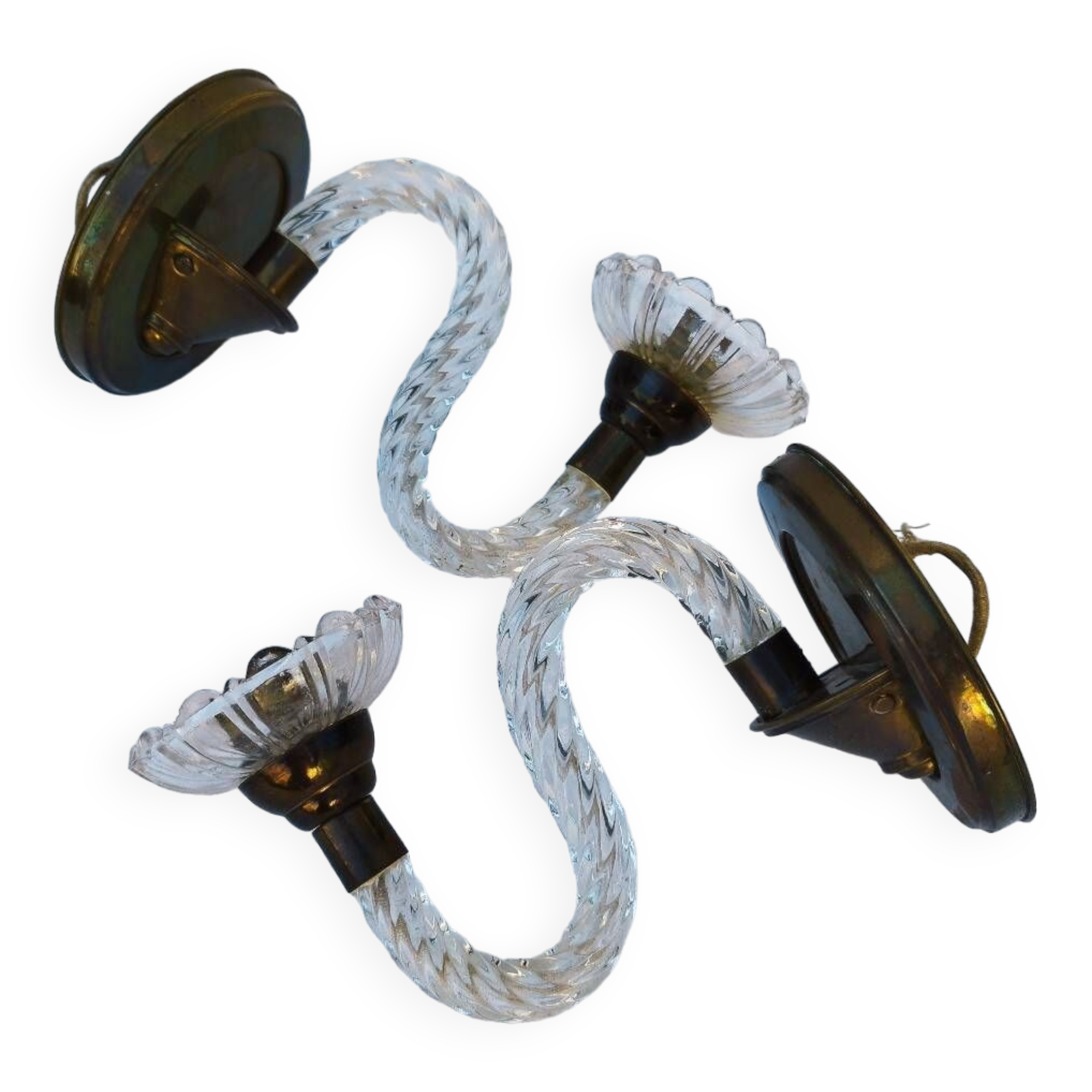 Pair of Murano twisted glass wall lights