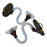 Pair of Murano twisted glass wall lights