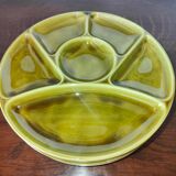 6 assiettes à huître en faïence de Gien vertes