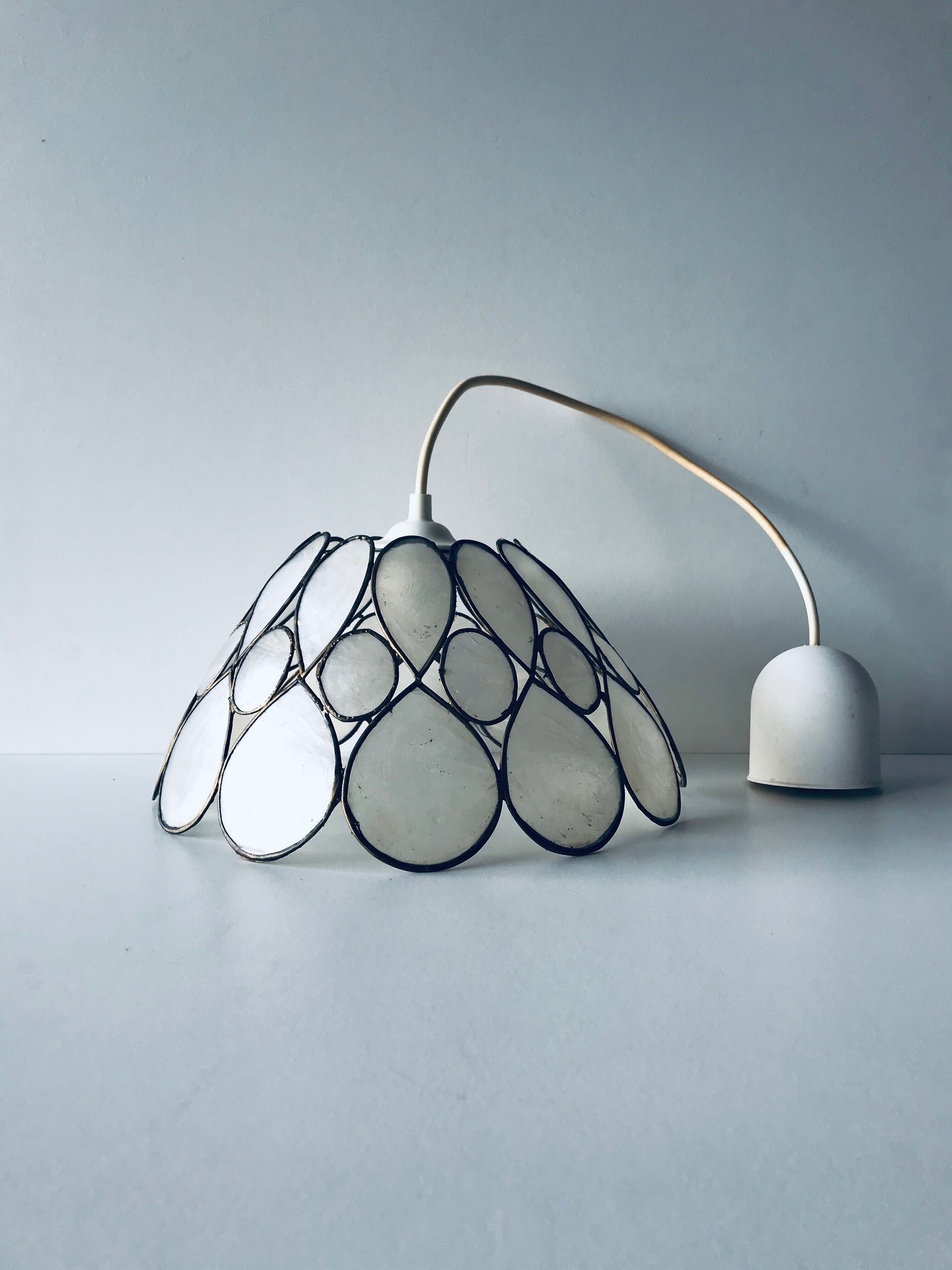 Mother-of-pearl and brass pendant light