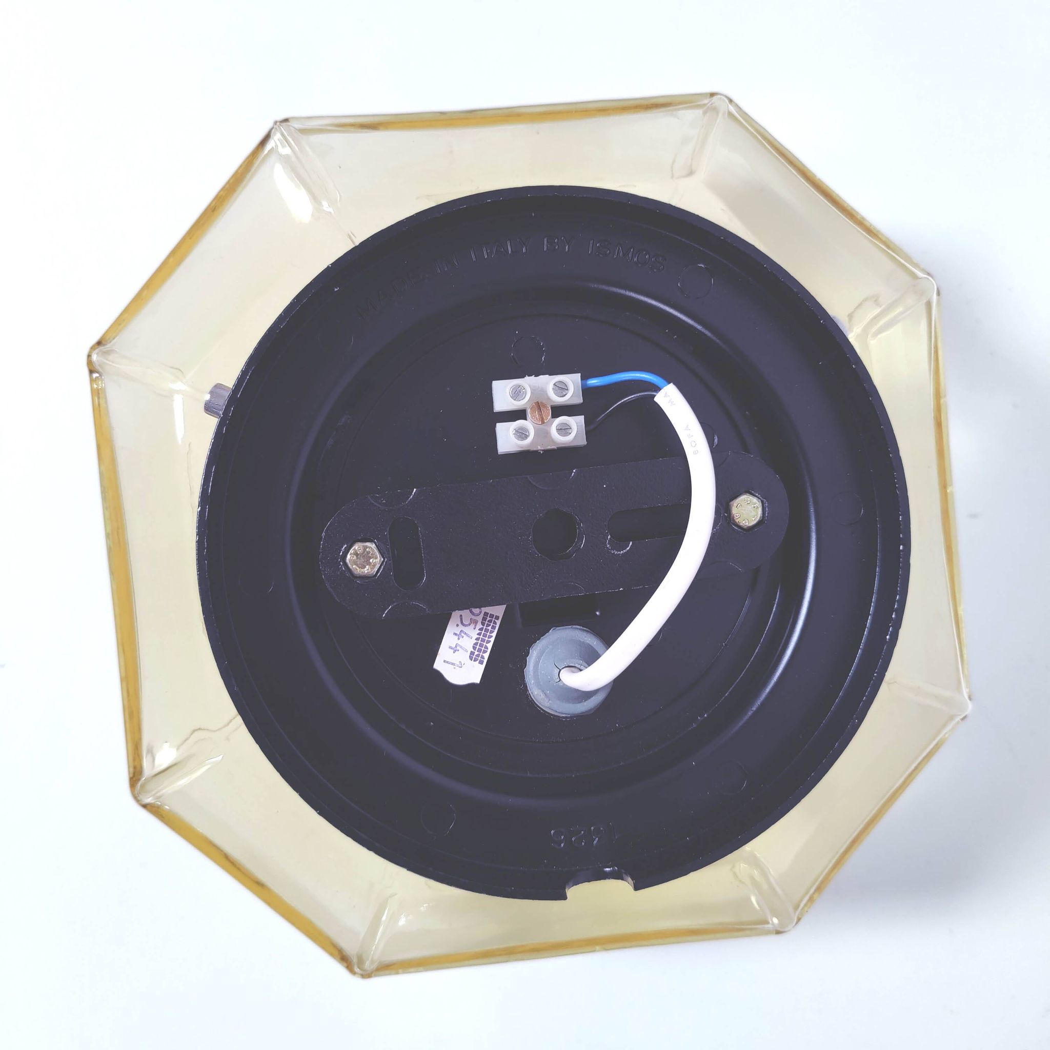 Italian wall lamp Ismos octagonal yellow glass 70s