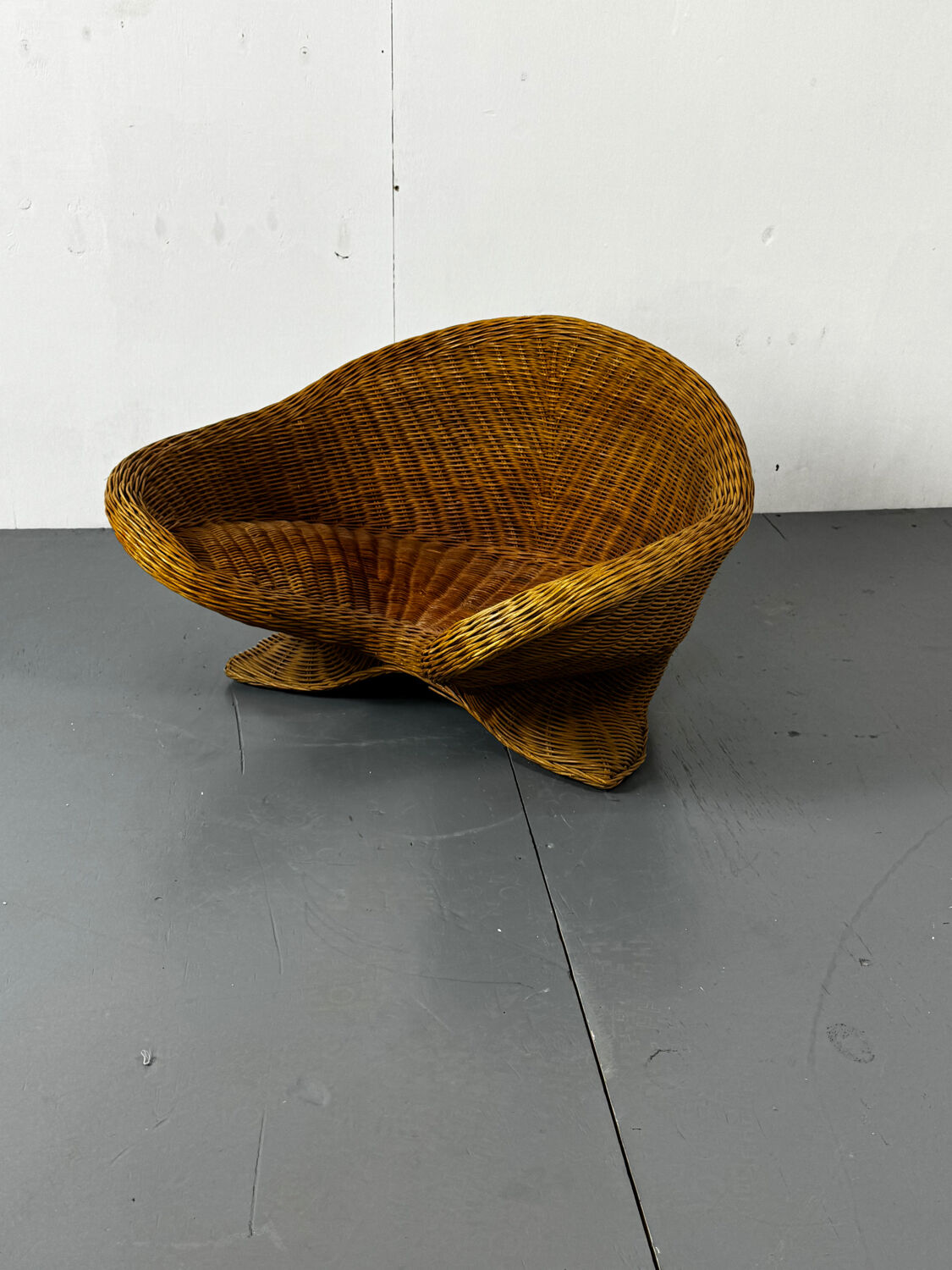 Vintage Shaped Wicker and bamboo Meditation Lotus Chair, 1970s