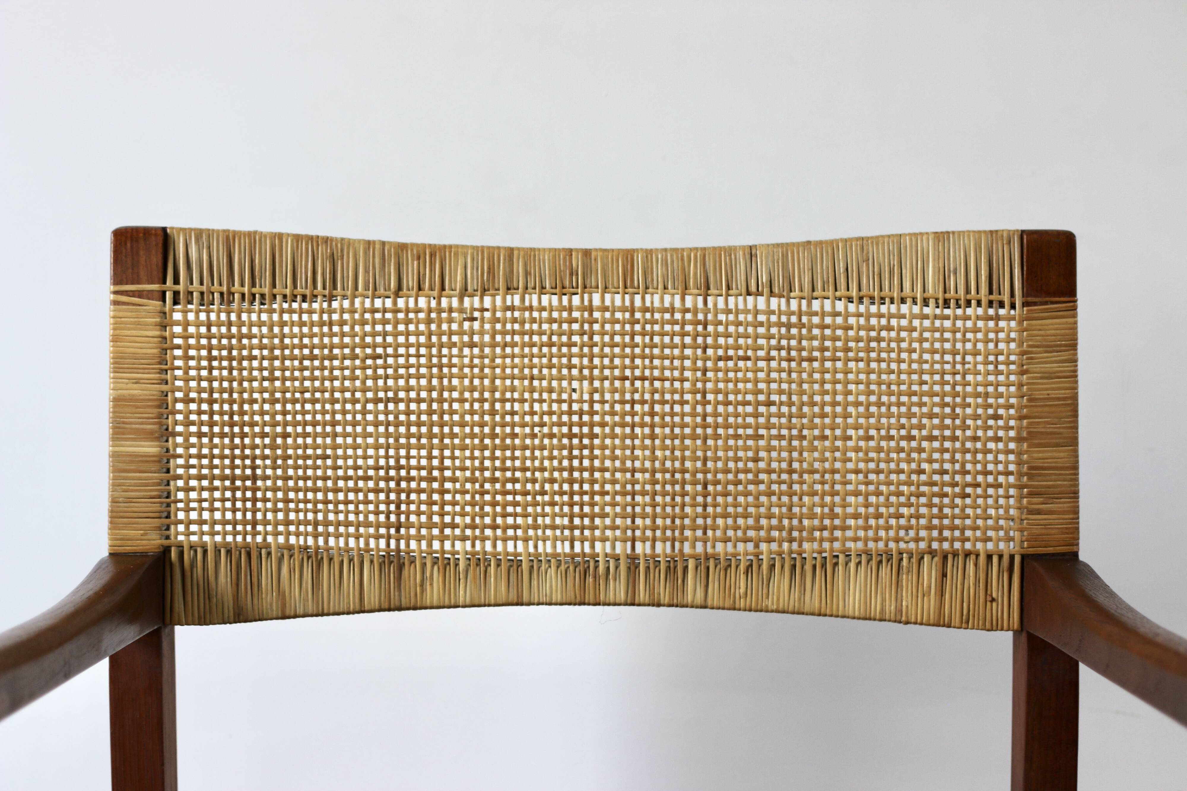 Fauteuil scandinave en teck et rotin, 1960