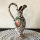 Carafe pitcher with handle, Vallauris style, sea foam, HYERES, vintage 60s