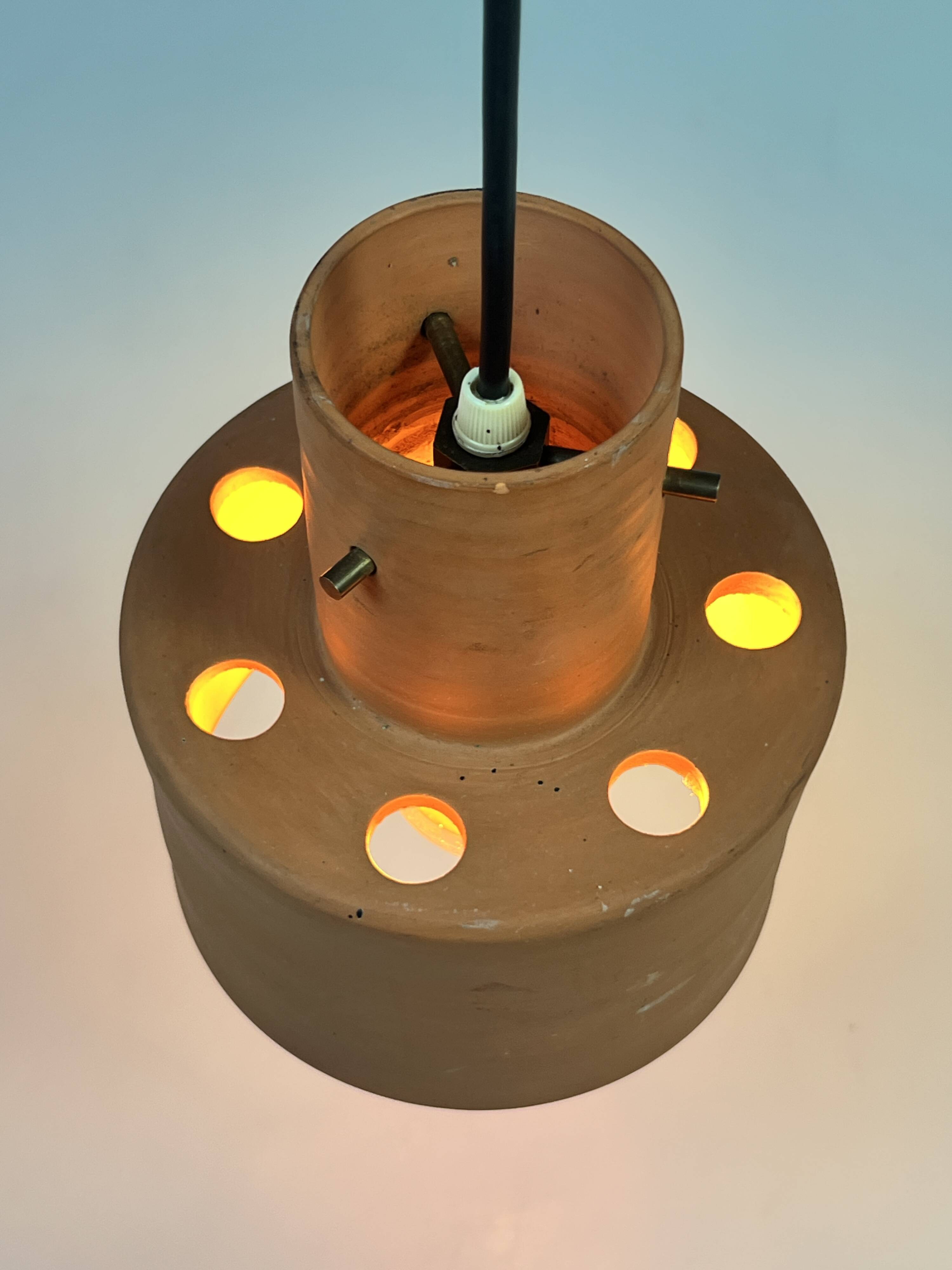 Vintage Hanging Lamp, Artiforte Netherlands, Terracotta, 1950s