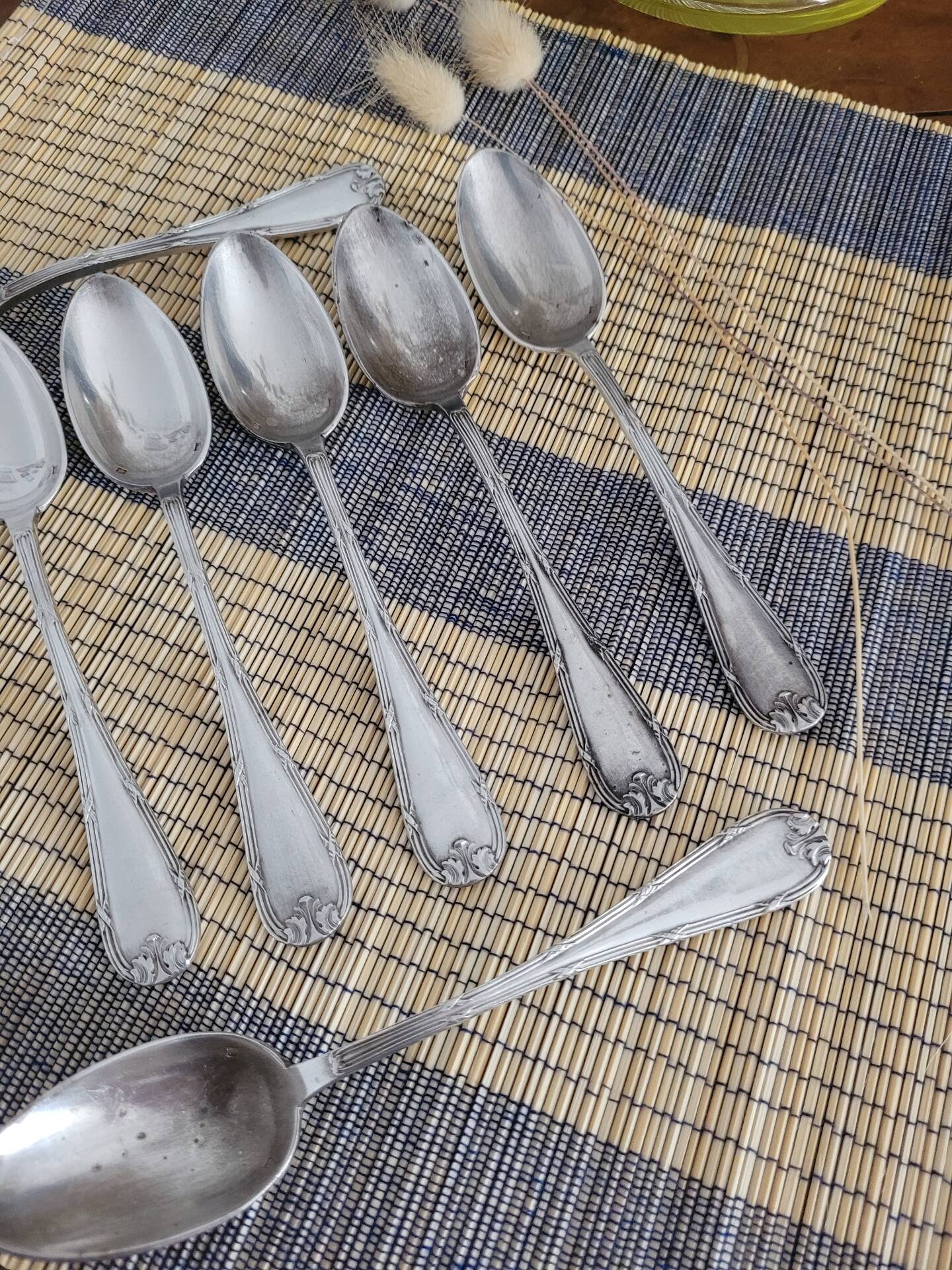 Set of 8 small silver spoons