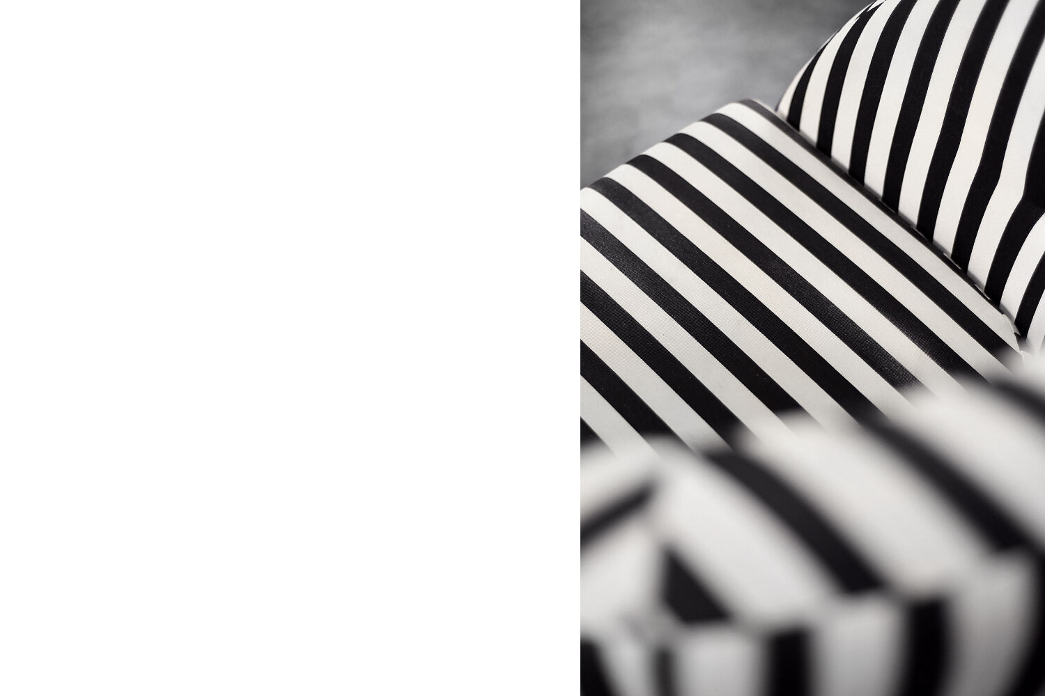 Mid-century modern Scandinavian rounded armchairs with black and white stripes, 1960s.