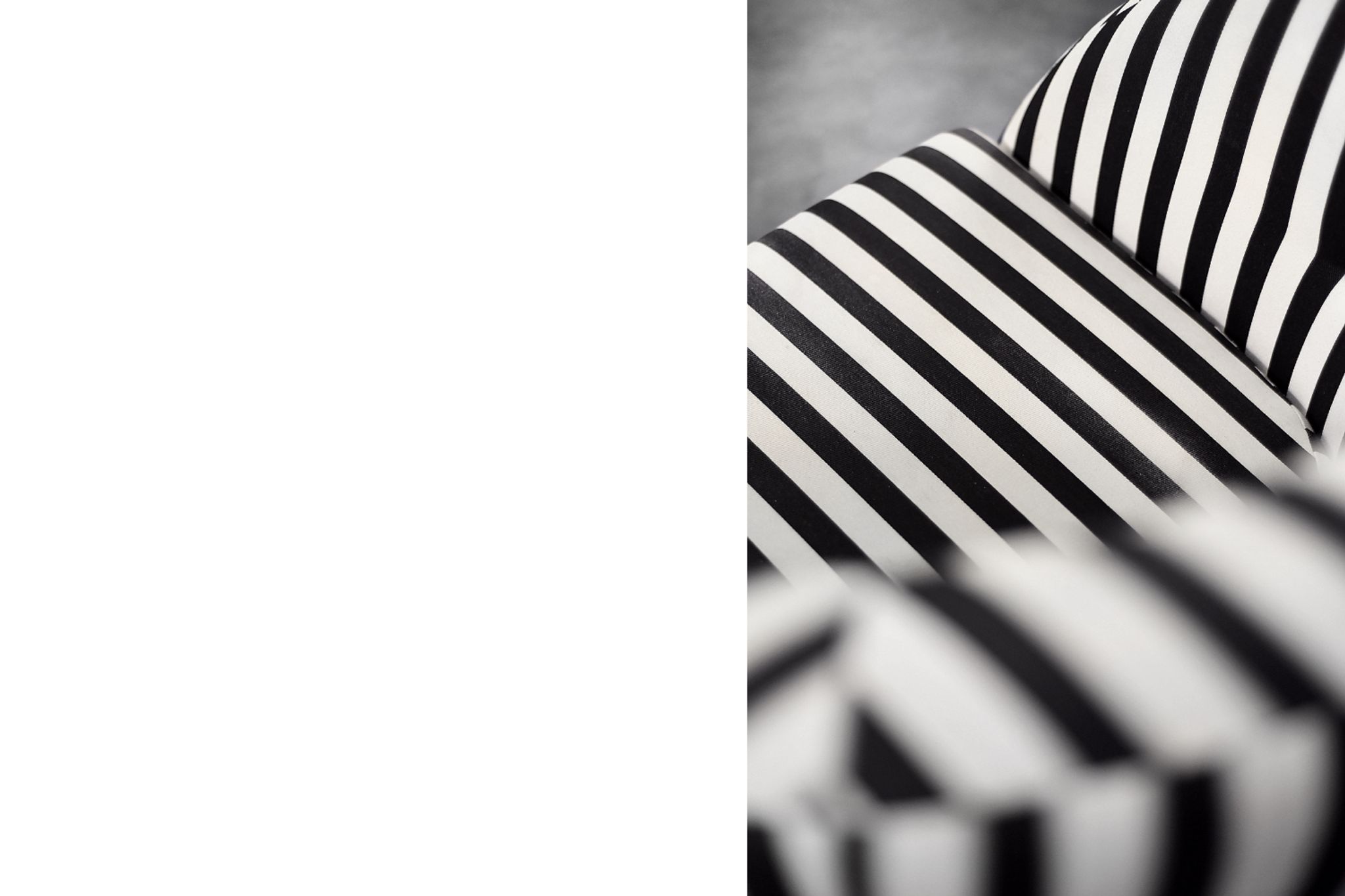 Mid-century modern Scandinavian rounded armchairs with black and white stripes, 1960s.