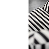 Mid-century modern Scandinavian rounded armchairs with black and white stripes, 1960s.