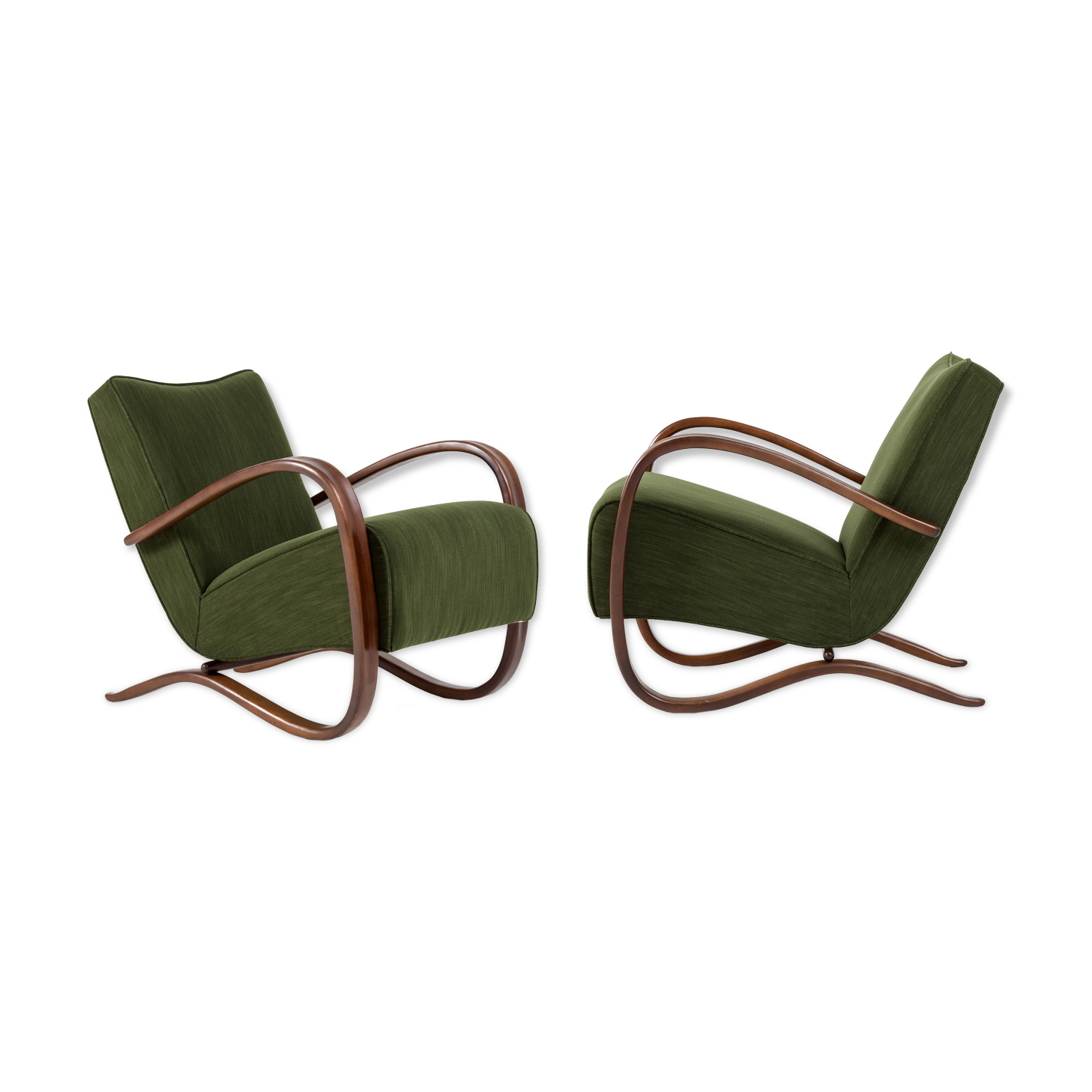 Set of 2 H-269 loungechairs by Jindrich Halabala, 40's