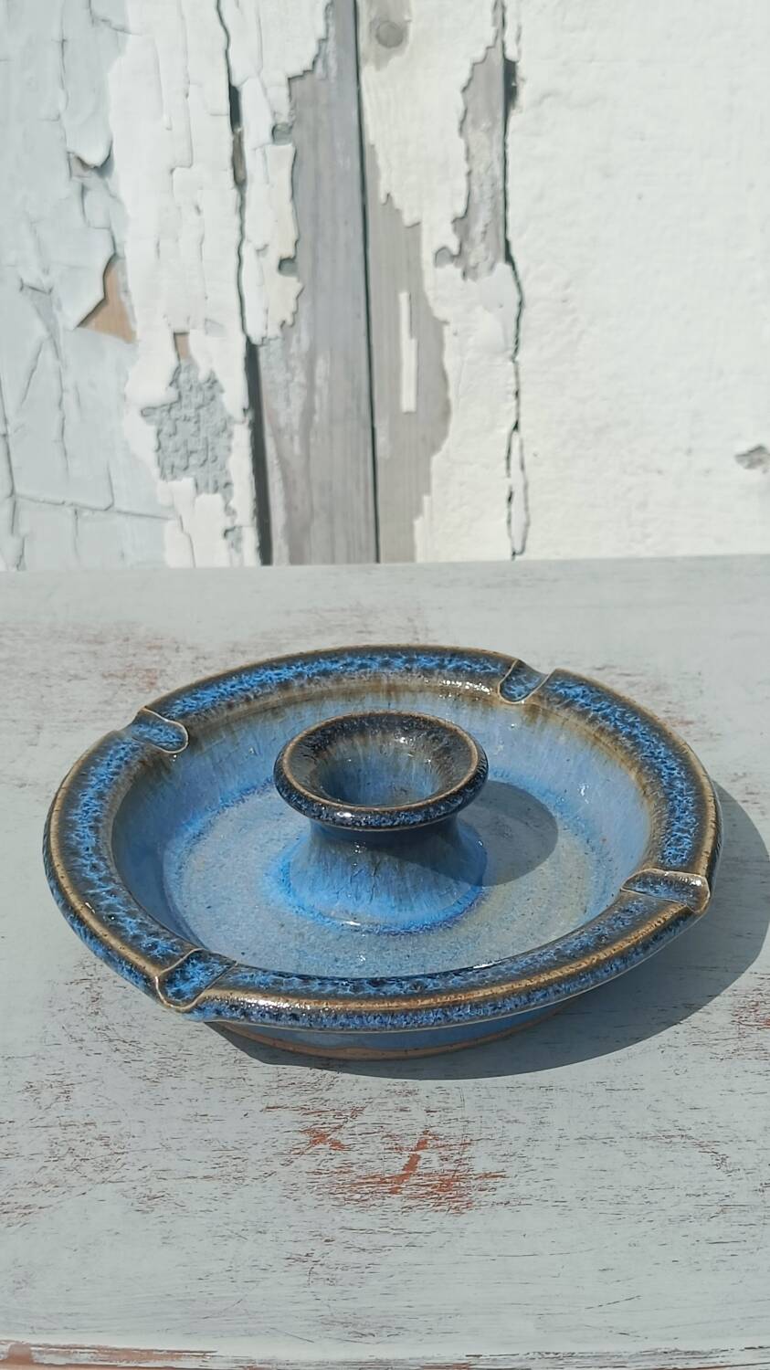 Bougeoir artisanal en grès émaillé