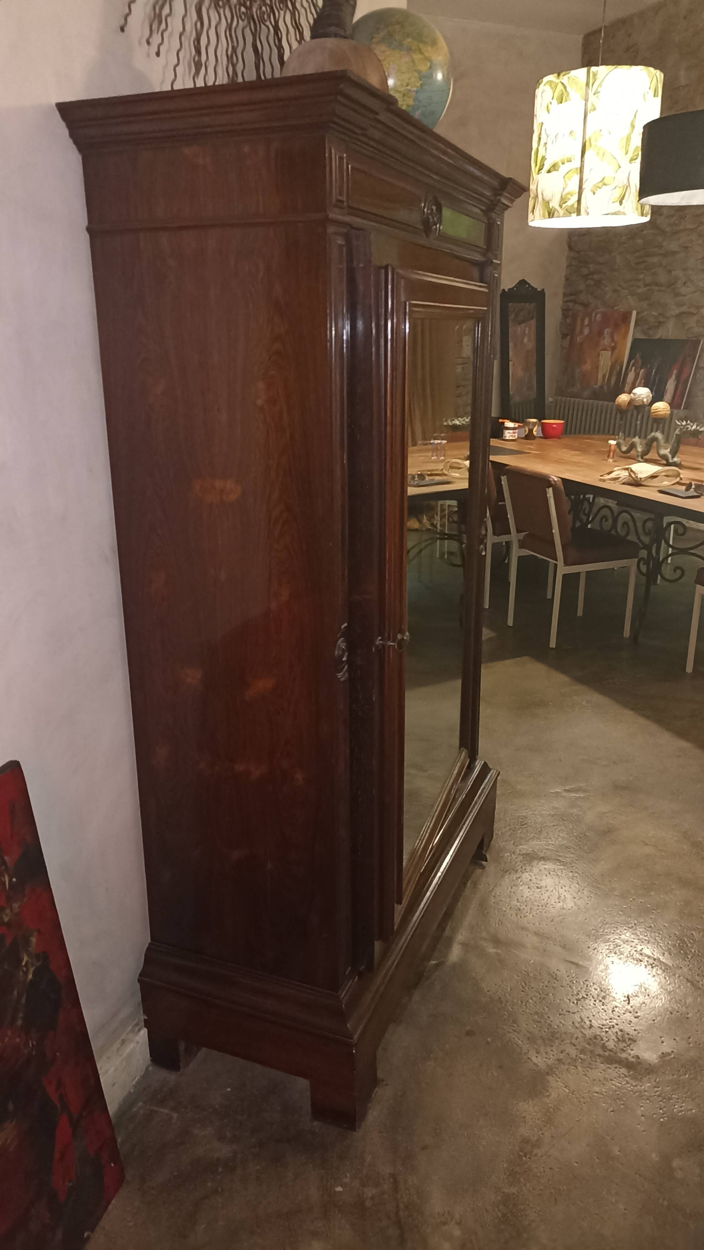 Rosewood mirrored wardrobe, circa 1850