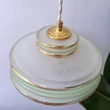 Pendant light in green granite glass with dome from the 1930s - 4 copies in stock