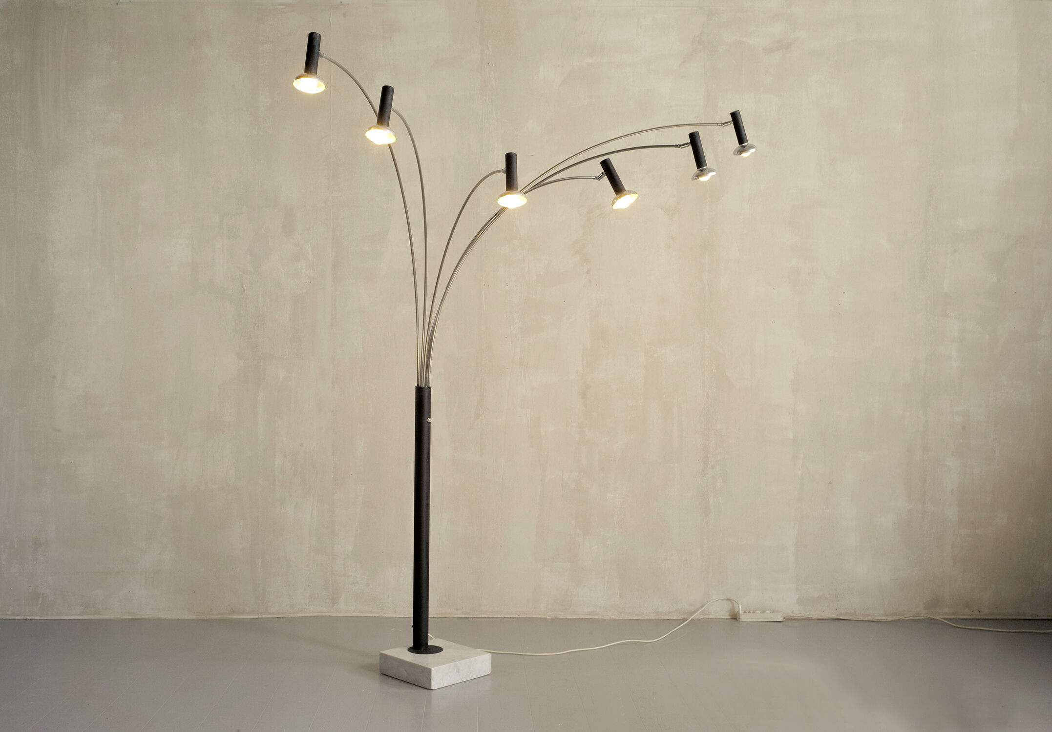 Arc floor lamp with 6 branches 1970