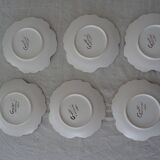 Dessert service 1 main course & 6 plates shape flowers Vallauris signed Guillot