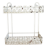 Vintage ivory patinated metal wall shelf
