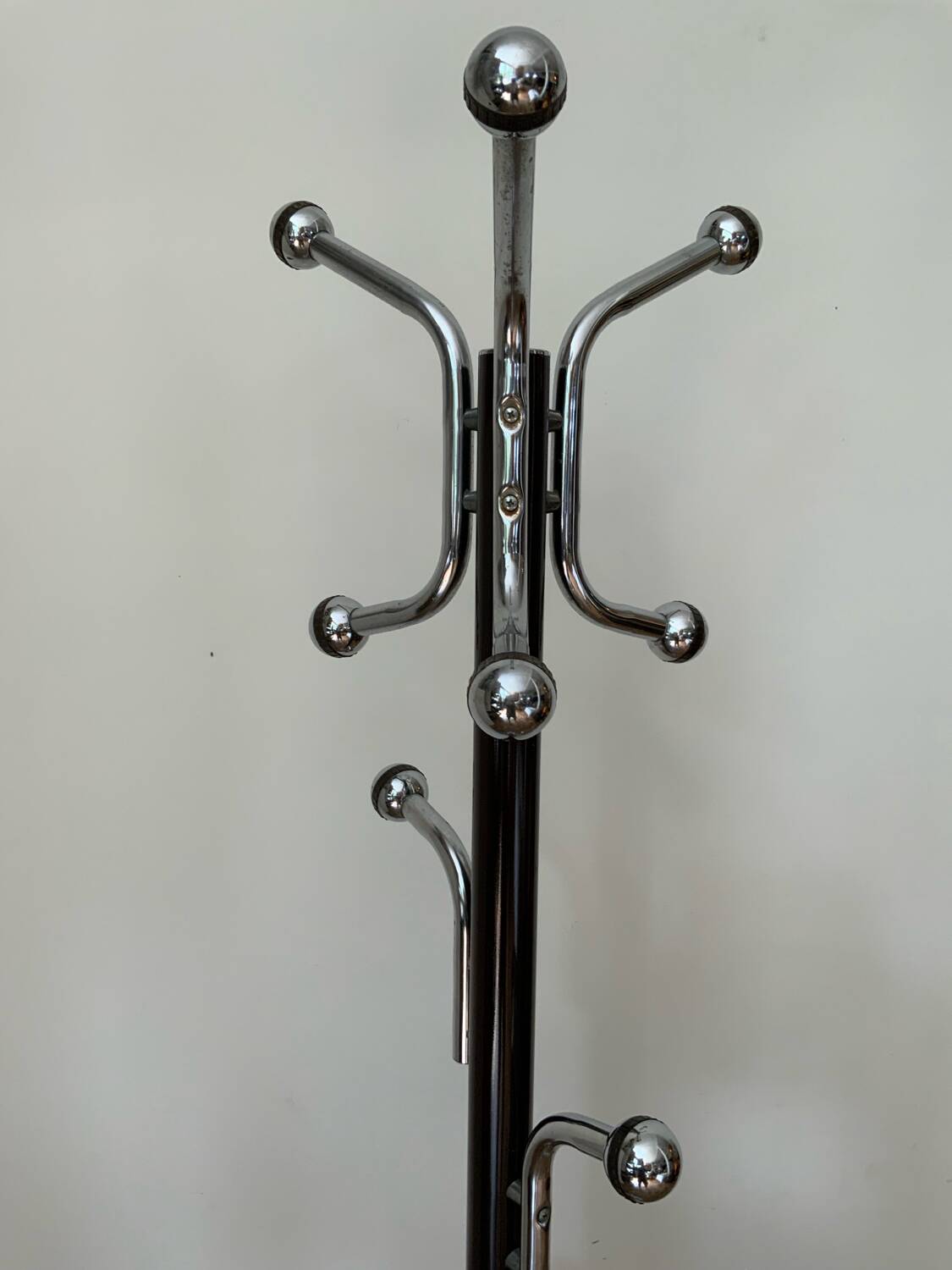 Chrome metal coat rack